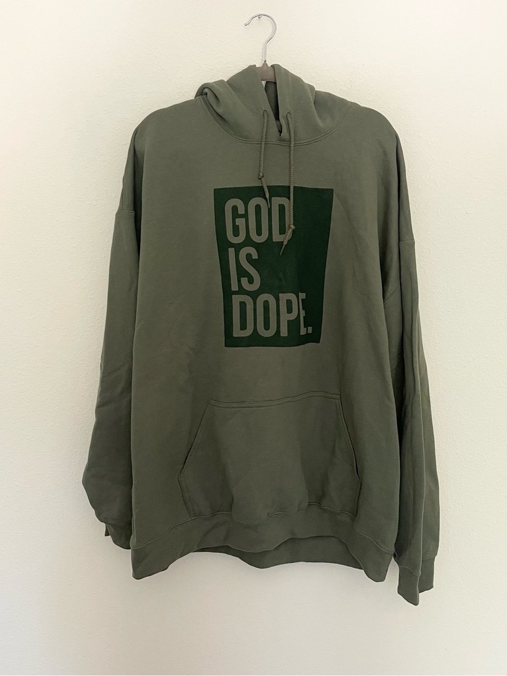 Gildan Olive Green 'GOD IS DOPE' Graphic Crewneck Sweatshirt